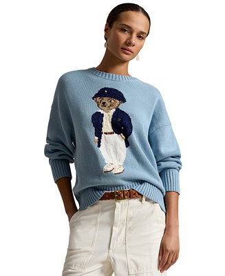 Women's Polo Bear Oversized Crewneck Sweater | Macy's
