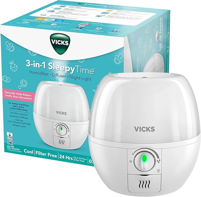 Vicks 3-in-1 SleepyTime Humidifier, No. 1 Brand Recommended by Pediatricians*. Cool Mist Humidifi... | Amazon (US)