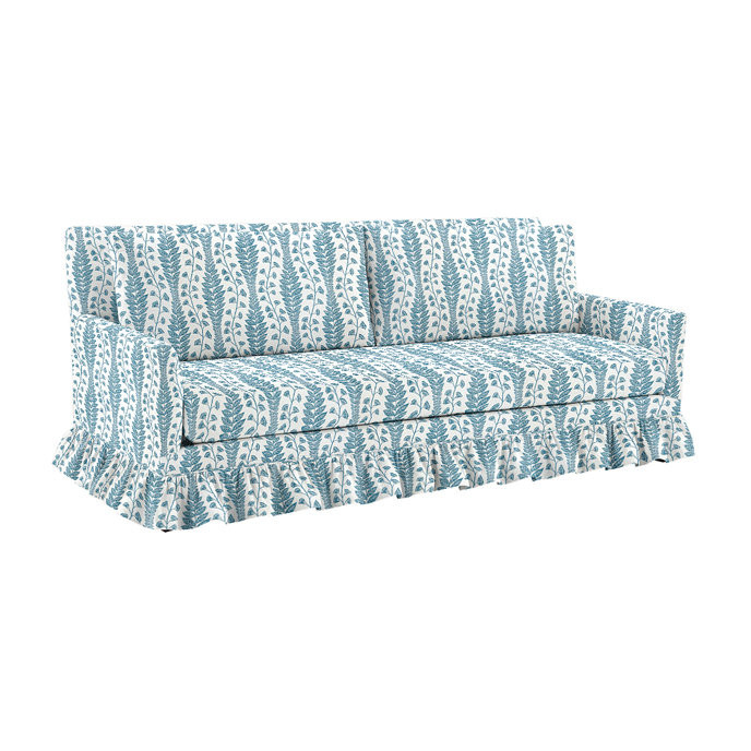 SK Mathes Upholstered Bench Seat Sofa with Ruffle Skirt | Ballard Designs, Inc.