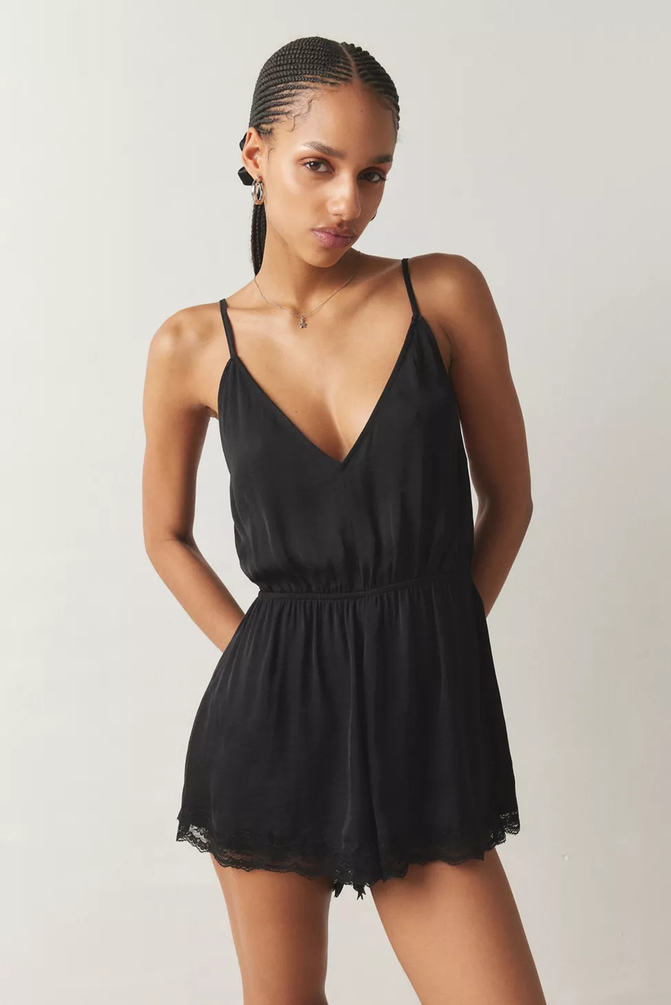 Out From Under Juliette Lacy Satin Romper | Urban Outfitters (US and RoW)