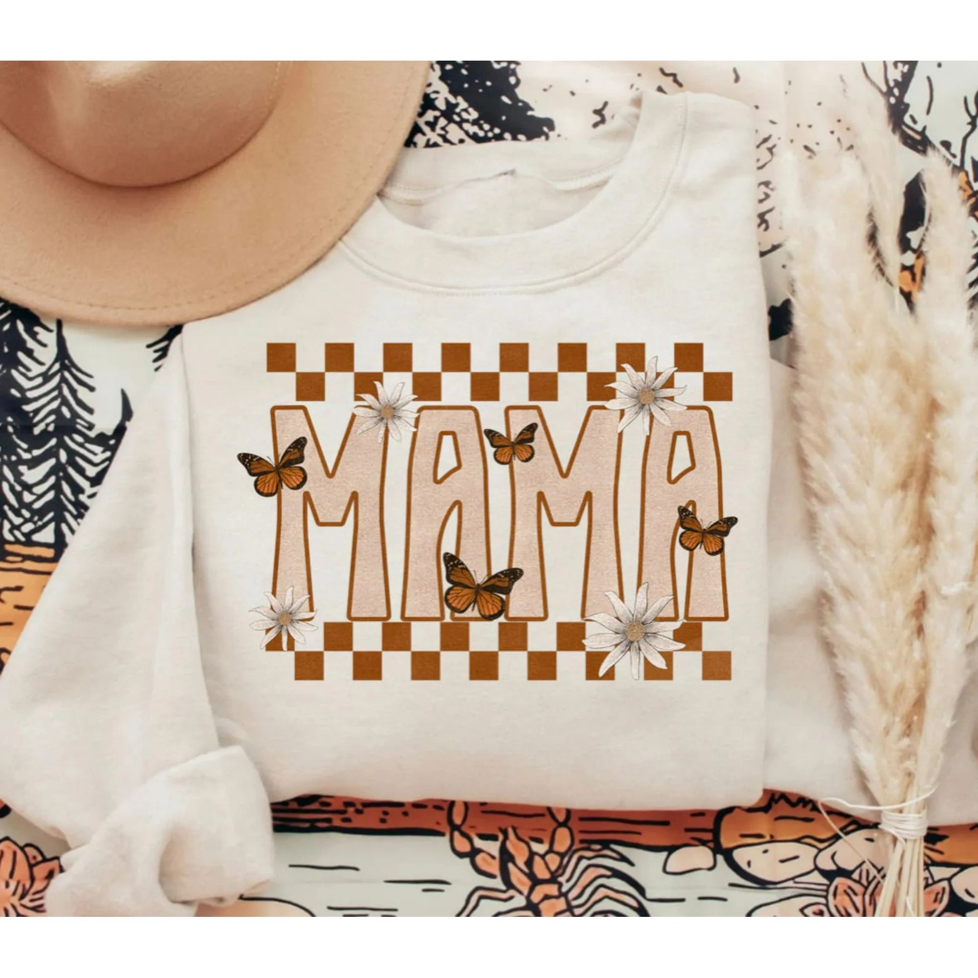 Mama Crewneck Sweatshirt Gift, Boho Mom Shirt, New Mom Gift, Mom Life Shirt, Cute Mom Tee, Baby S... | Walmart (US)
