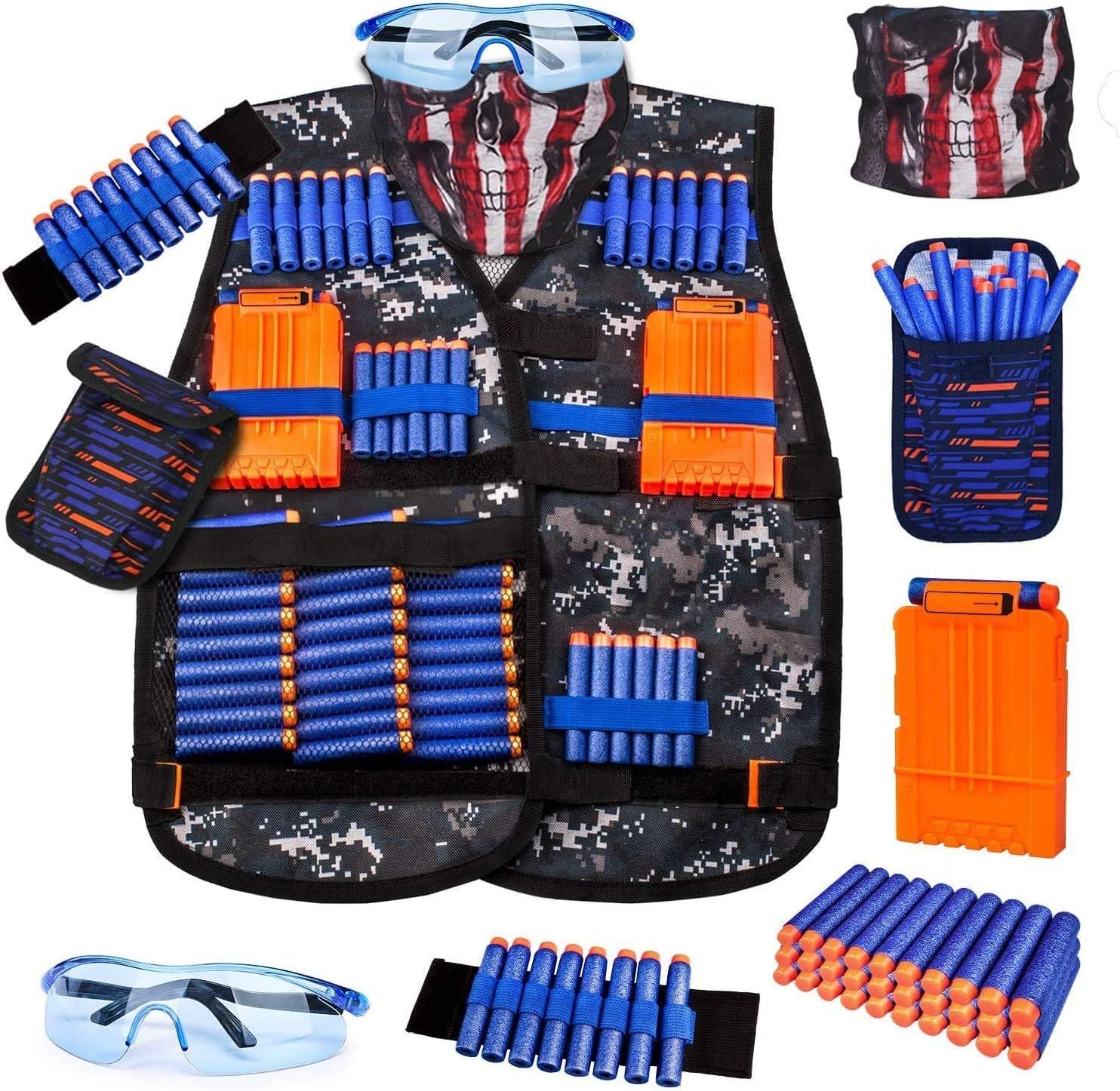 Kids Tactical Vest Kit for Nerf Guns Series with Refill Darts,Dart Pouch, Reload Clips, Tactical ... | Amazon (US)
