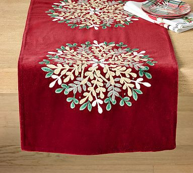 Open Box: Holly Velvet Table Runner (18"W x 108"L) - Red | Pottery Barn (US)