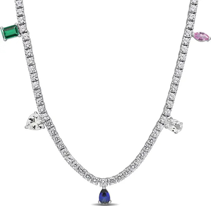 Lab-Created Multi-Gemstone Station Necklace | Nordstrom