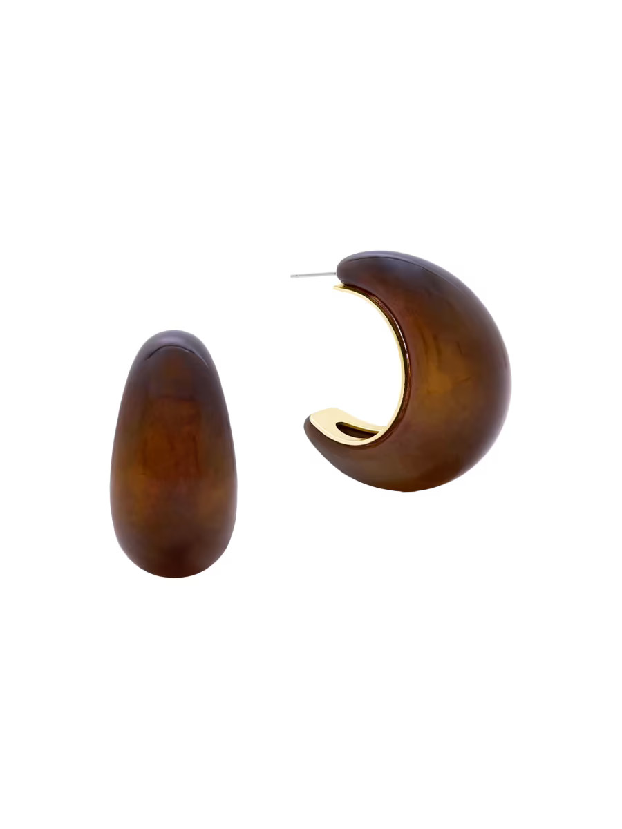 Ronny Kobo Java 14K-Gold-Plated &amp; Resin Domed Hoop Earrings | Saks Fifth Avenue | Saks Fifth Avenue