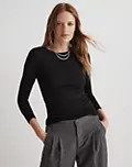Fine Ribbed Crewneck Long-Sleeve Tee | Madewell