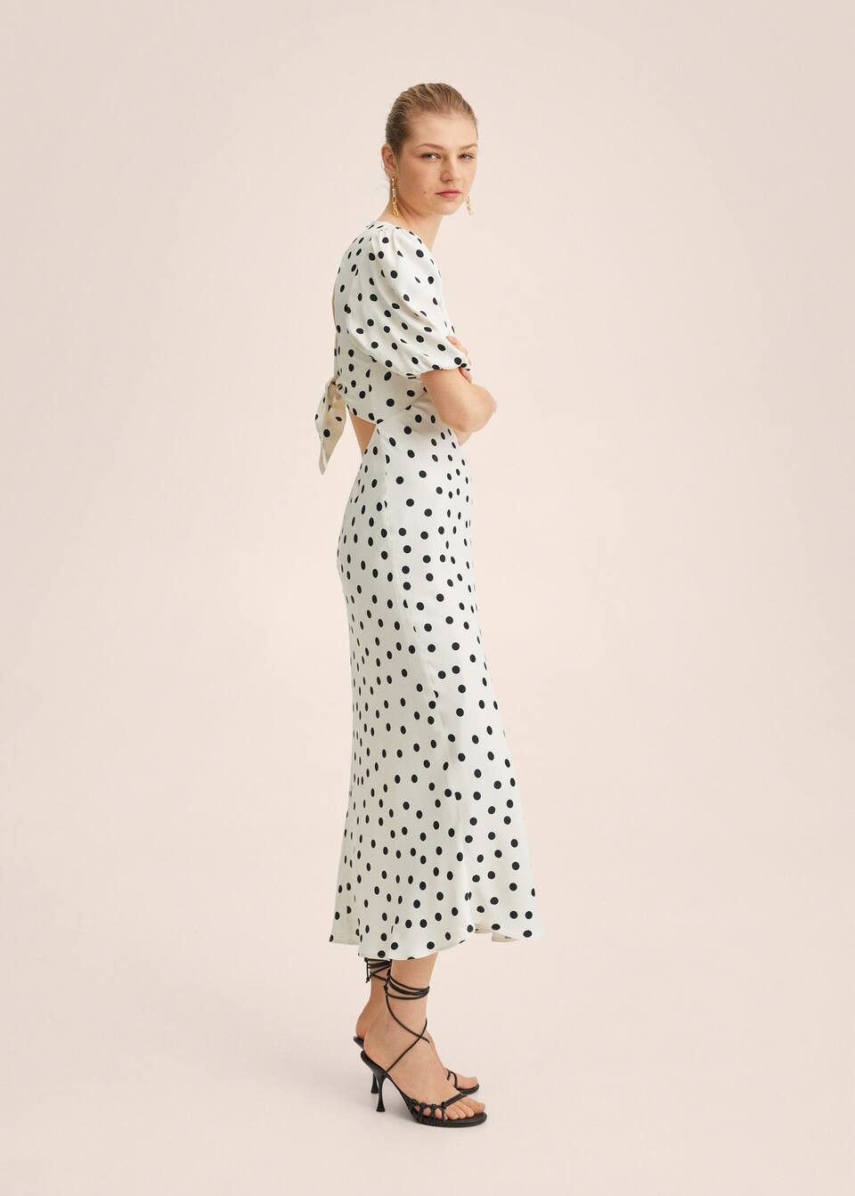 Polka-dot satin-finish dress | MANGO (US)