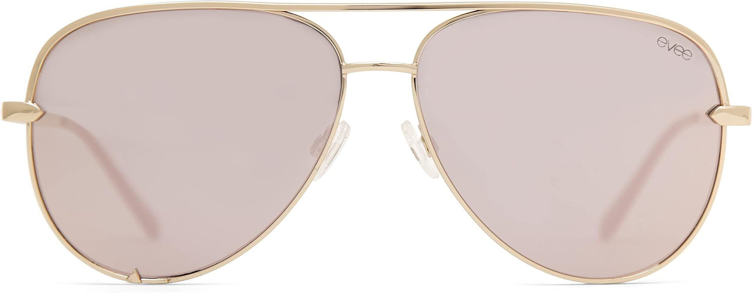 EVEE Fashionable Metal Aviator Sunglasses with Oversize Flat Reflective Mirror Lenses (GEMINI) | Amazon (US)