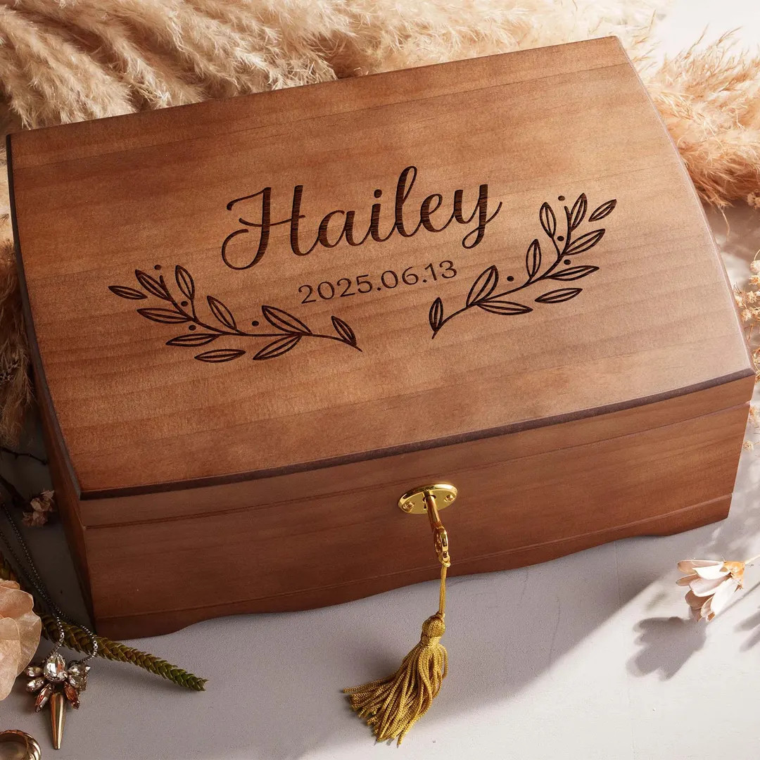 Personalized Wooden Jewelry Box, Retro Jewelry Box, Personalized Gift for Her, Valentine's Gift f... | Etsy (US)