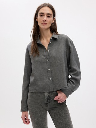 Cropped Button-Front Shirt | Gap (US)