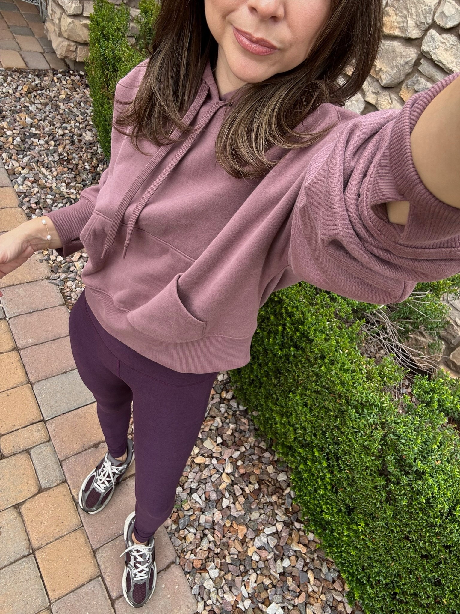 A little color Cobo crush with hues of plum and mauve! These active outfits are keeping ultra cozy in the mornings! 

Leggings XS 
Sweater small 

#LTKPetite #LTKActive