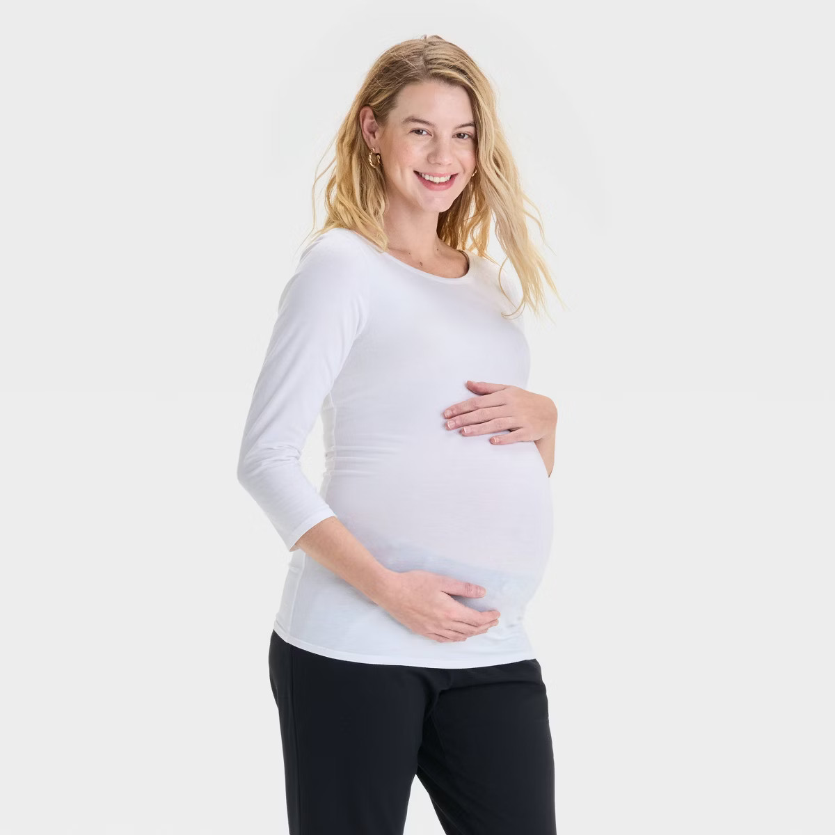 3/4 Sleeve Boatneck Maternity T-Shirt - Isabel Maternity by Ingrid & Isabel™ Dark Blue S: Cotto... | Target
