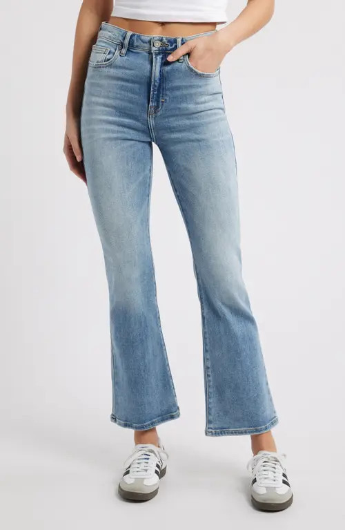 HIDDEN JEANS High Waist Flare Jeans in Med Wash at Nordstrom, Size 27 | Nordstrom