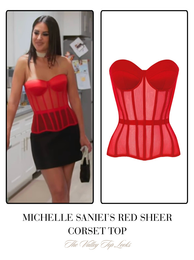  Michelle Saniei's Red Sheer Corset Top is by Statnaia // Shop Similar 

 