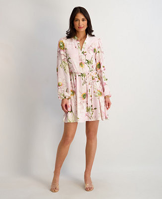 Women's Textured Woven V-Neck Dress | Macy's