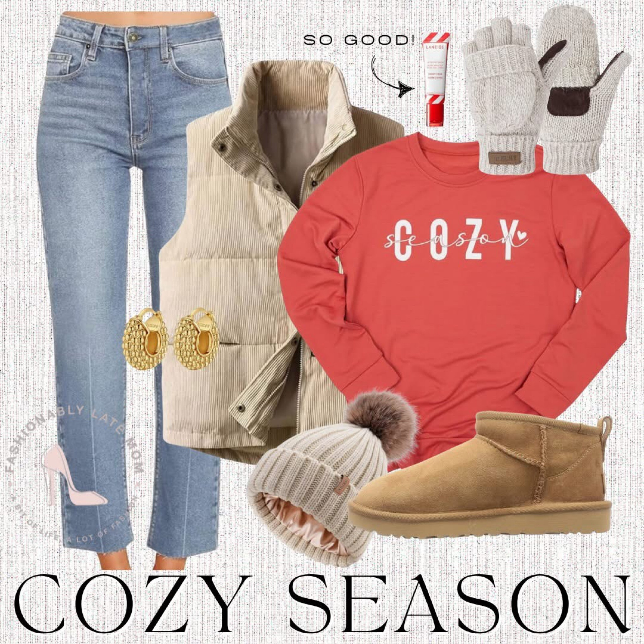 Cozy Christmas outfit. 

Fashionably Late Mom. 
Christmas outfit ideas from Amazon  