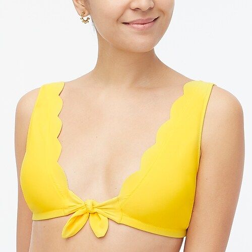 Scalloped tie-front bikini top | J.Crew Factory