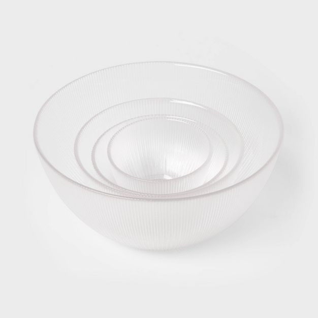 4pc Ribbed Glass Bowl Set Clear - Threshold™ | Target