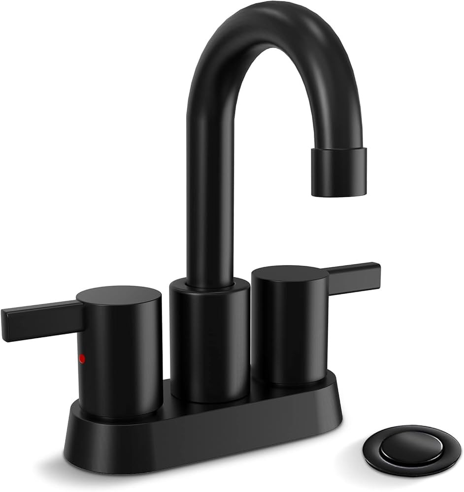 Phiestina 4 Inch 2 Handle Centerset Matte Black Lead-Free Modern Bathroom Faucet, 360 Swivel Spou... | Amazon (US)