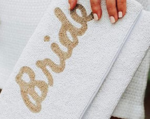 Beaded Wifey Bride Mrs Clutch Purse / Snap Closure / Chain Shoulder Strap / Seed Beads / Wedding ... | Etsy (US)