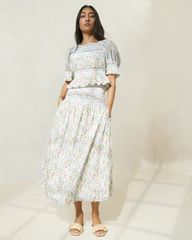 Theodora Floral Cinched-Waist Midi Skirt | Loeffler Randall