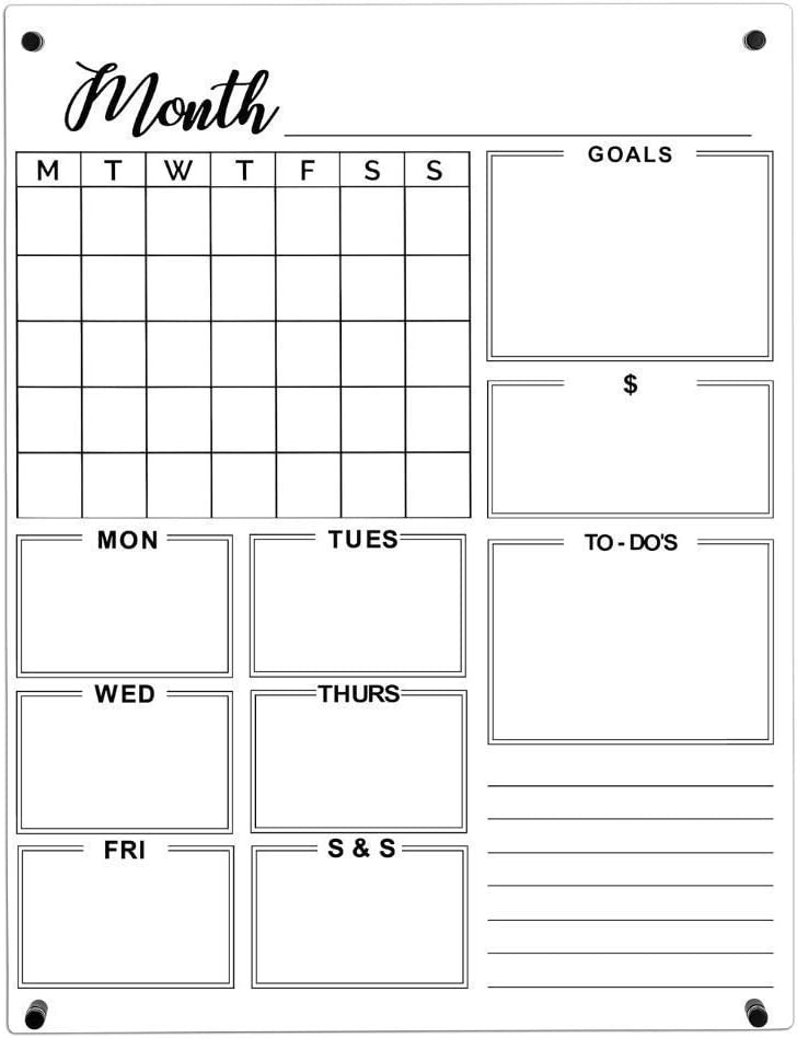 Acrylic Calendar-Dry Erase Calendar- Clear Acrylic Wall Calendar- Calendar White Board Dry Erase ... | Amazon (US)