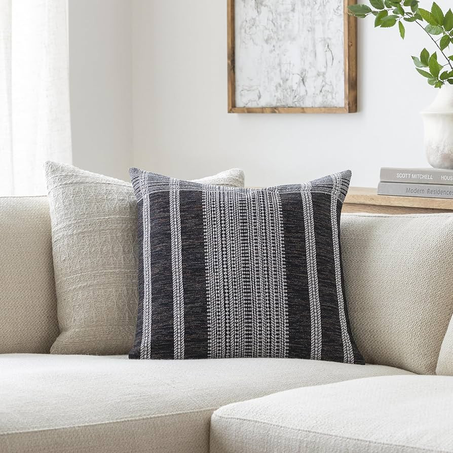 Livabliss x Becki Owens Modern Myrna Accent Pillow Cover only, 20" L x 20" W, Black | Amazon (US)