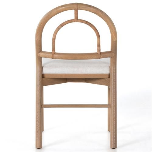Perry Mid Century White Performance Brown Oak Wood Woven Cane Dining Side Chair | Kathy Kuo Home