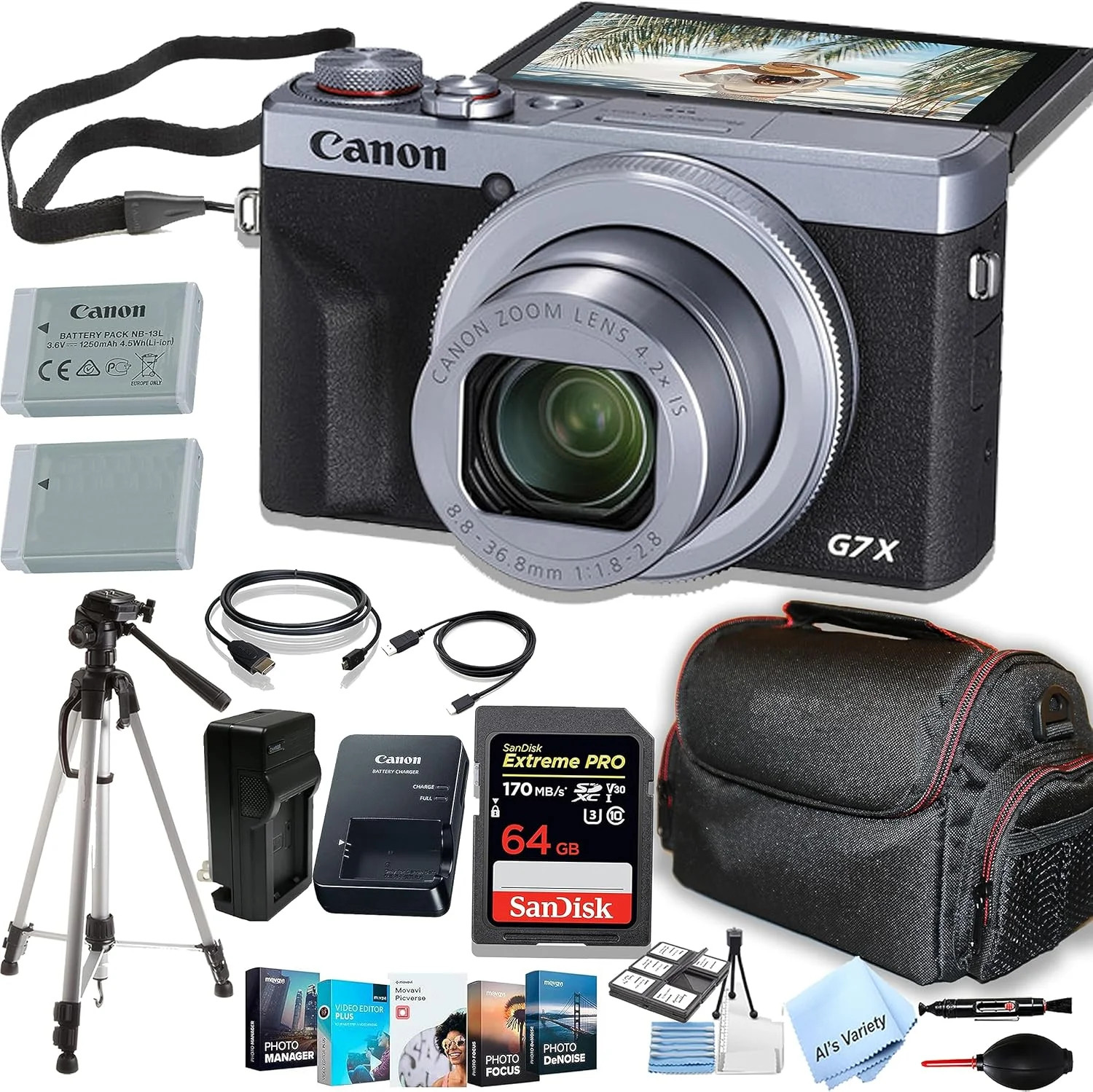 Canon PowerShot G7 X Mark III Digital Camera, 20.2 MP, Silver, with Case, Tripod, Memory and More | Walmart (US)