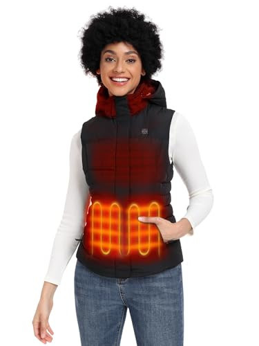 ORORO Women's Heated Vest with 90% Down Insulation and Detachable Hood (Battery Included)-Slim Fit (2XL) Black | Amazon (US)