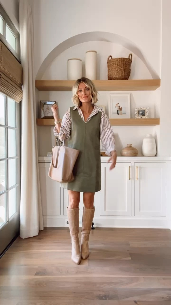 Love this workwear look! Wearing XS/0!

Loverly Grey, fall outfit, fall workwear, suede boots, suede dress, fall dress, tall boots, tote bag 

#LTKSeasonal #LTKStyleTip #LTKWorkwear