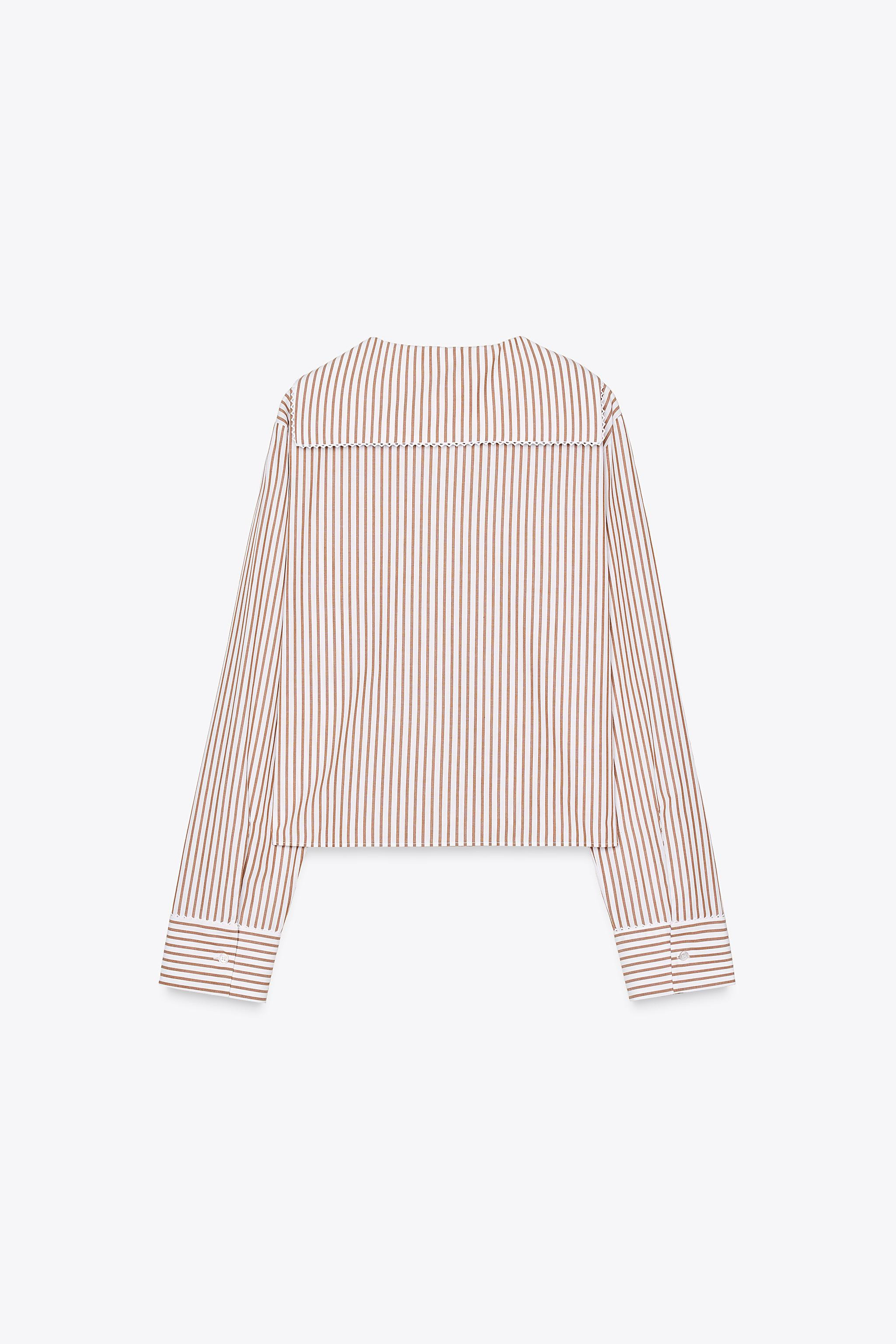 STRIPED PETER PAN COLLAR POPLIN SHIRT | Zara US