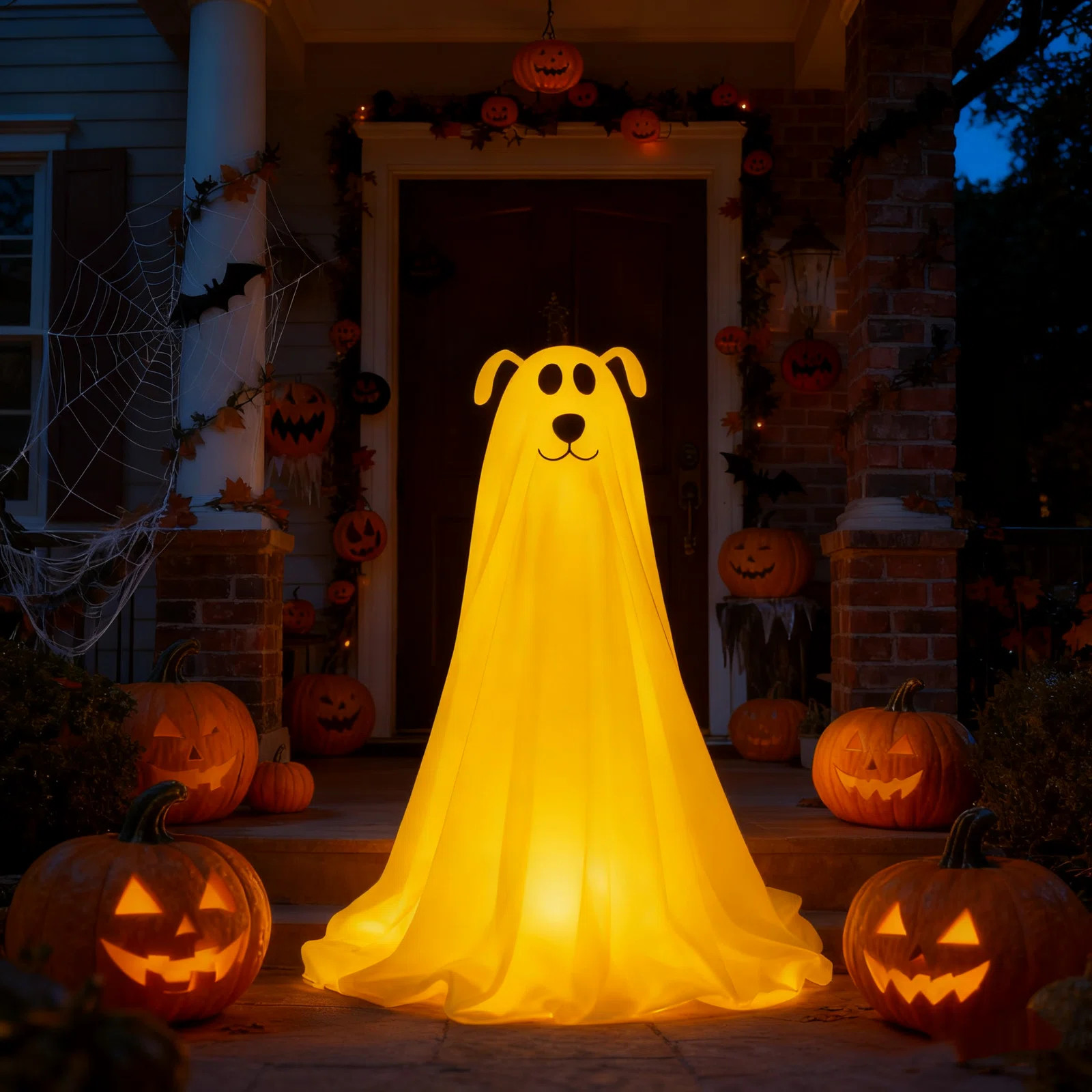 Halloween Light-Up Freestanding Spooky Ghost Dog - Battery Operated With Remote String Lights, Ideal For Front Door, Porch, Yard Lawn & Home Party Dec | Wayfair North America