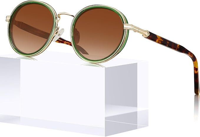 CARFIA Retro Round Sunglasses for Women Polarized UV Protection, Durable Acetate-Metal Frame Desi... | Amazon (US)