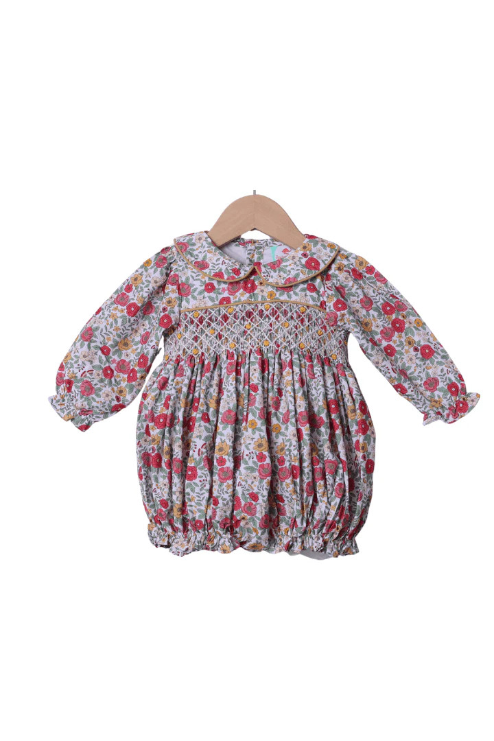 Smocked Heirloom Fancy Fall Floral Bubble | The Smocked Flamingo