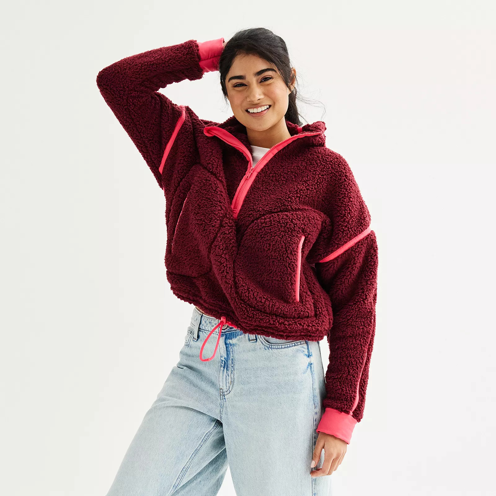 Juniors' SO® Toggle High Pile Quarter-Zip Pullover | Kohl's