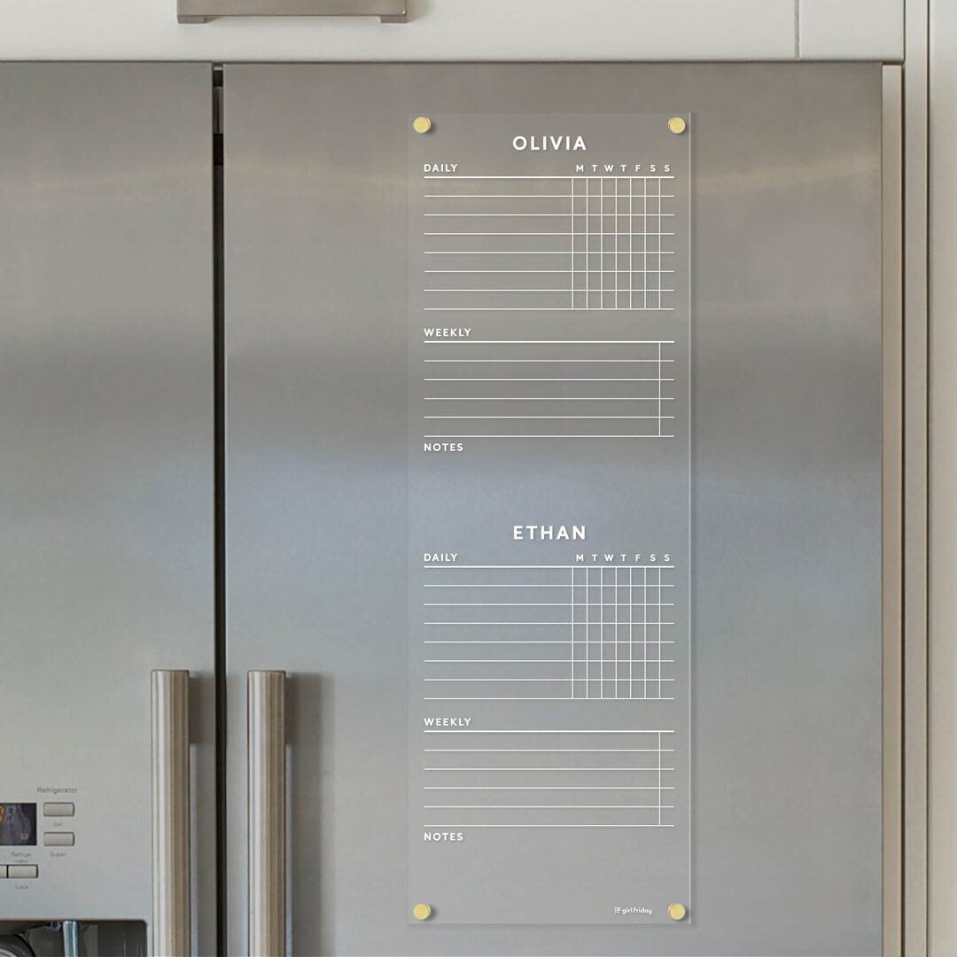 FRIDGE Chore Chart DAILY & WEEKLY for 2, 3, 4 or 5 Children Magnetic Acrylic Dry Erase Chart - Et... | Etsy (US)
