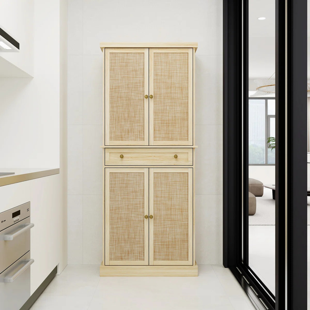 72.3 Kitchen Pantry 4 Door Cabinet with 1 Drawer Storage Cabinet Tall Kitchen Cabinet | Wayfair North America