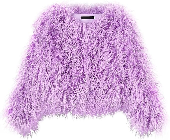 YUAKOU Women's Shaggy Faux Fur Outwear Coat Jacket Long Sleeve Warm Winter | Amazon (US)