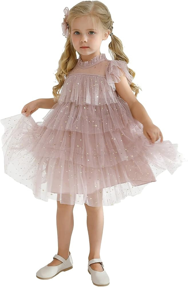 NNJXD Little Girl Tutu Dress Tulle Ruffles Flower Girls Wedding Party Dresses | Amazon (US)