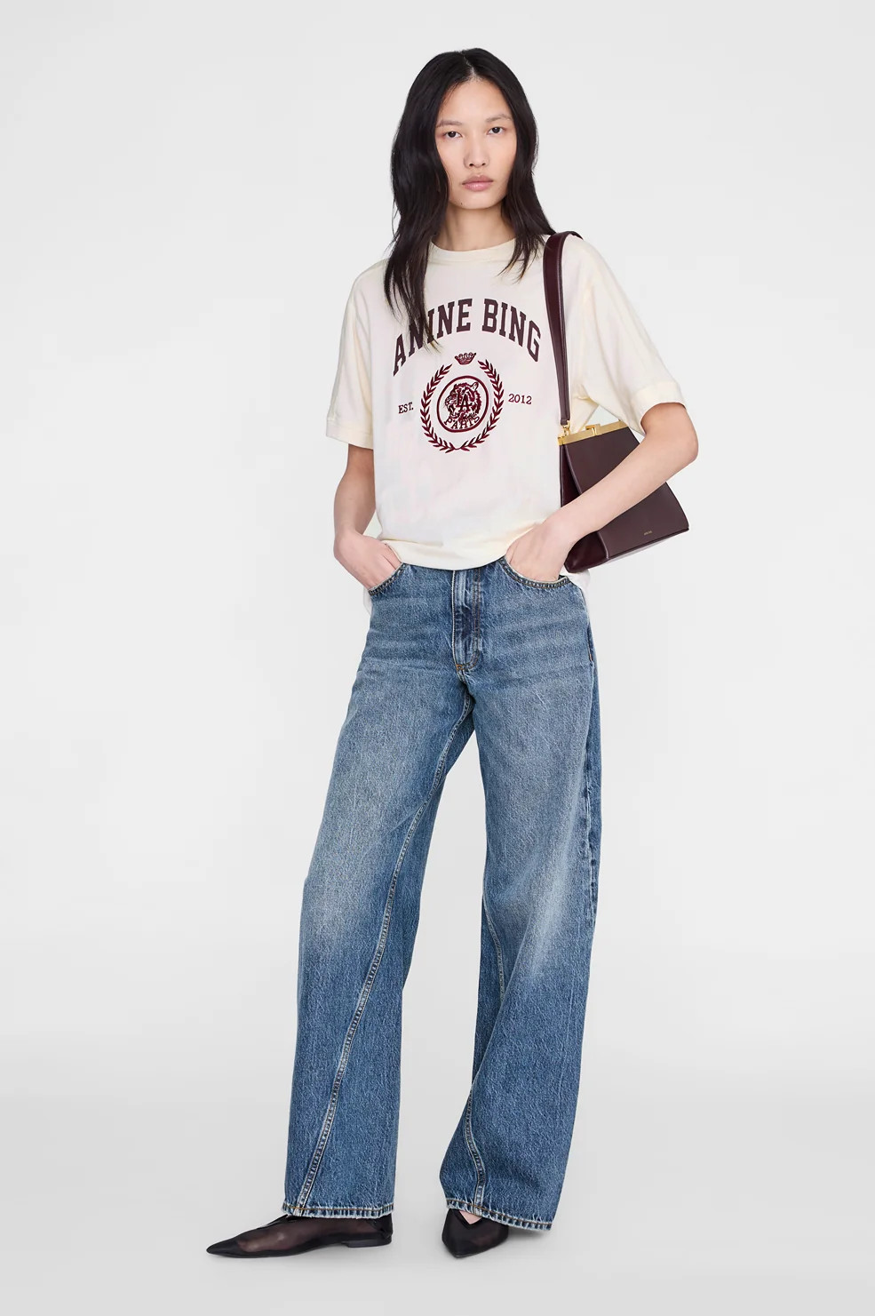 Jaylin Tee Collegiate - Cream | Anine Bing