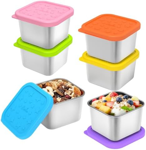SOPHICO Stainless Steel Snack Containers for Kids, 6 oz Leak Proof Small Food Storage Container w... | Amazon (US)