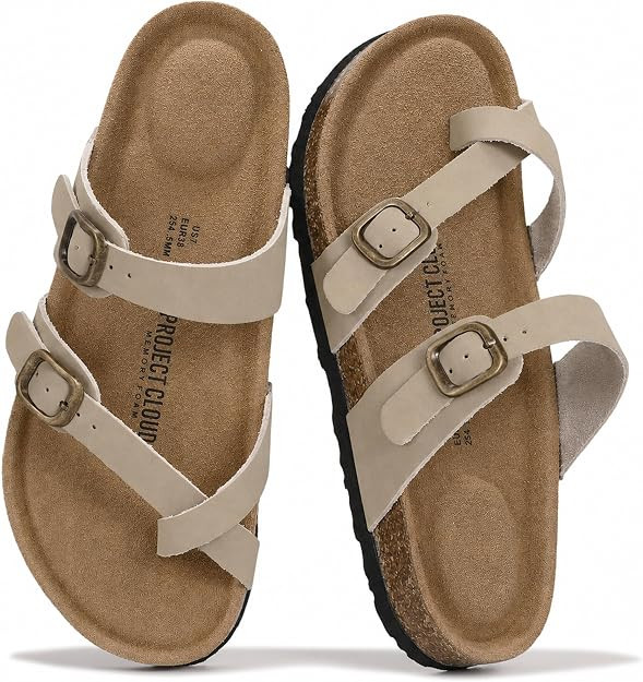 Project Cloud 100% Genuine Leather Womens Sandals -Lightweight Womens Slides Memory Foam Insole &... | Amazon (US)