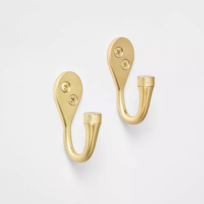 2pk Knurled Single Prong Hook - Threshold™ | Target