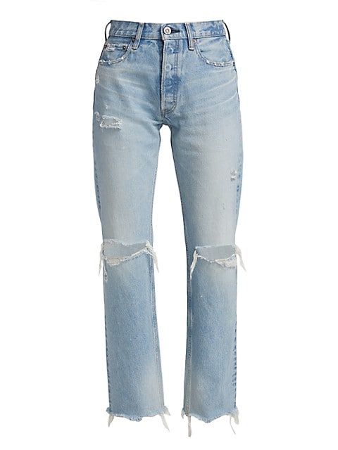 Odessa High-Rise Distressed Wide Straight-Leg Jeans | Saks Fifth Avenue