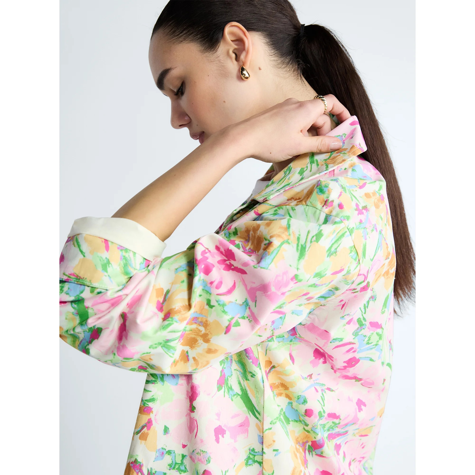 Free Assembly Women's and Women's Plus Floral Car Coat with Long Sleeves, Sizes XS-4X | Walmart (US)