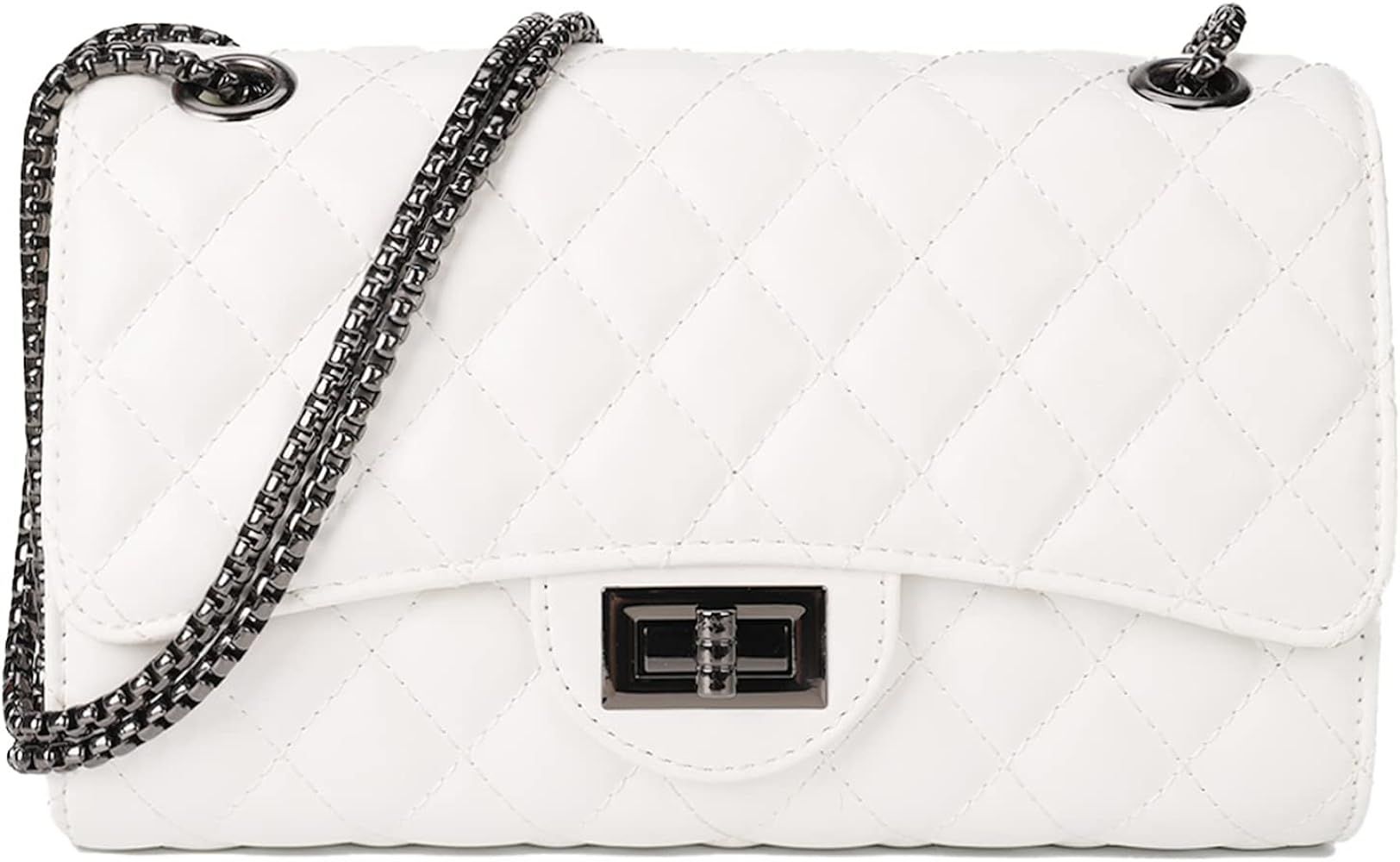 Quilted Crossbody Bags for Women Leather Ladies Shoulder Purses with Chain Strap Stylish Clutch Purs | Amazon (US)