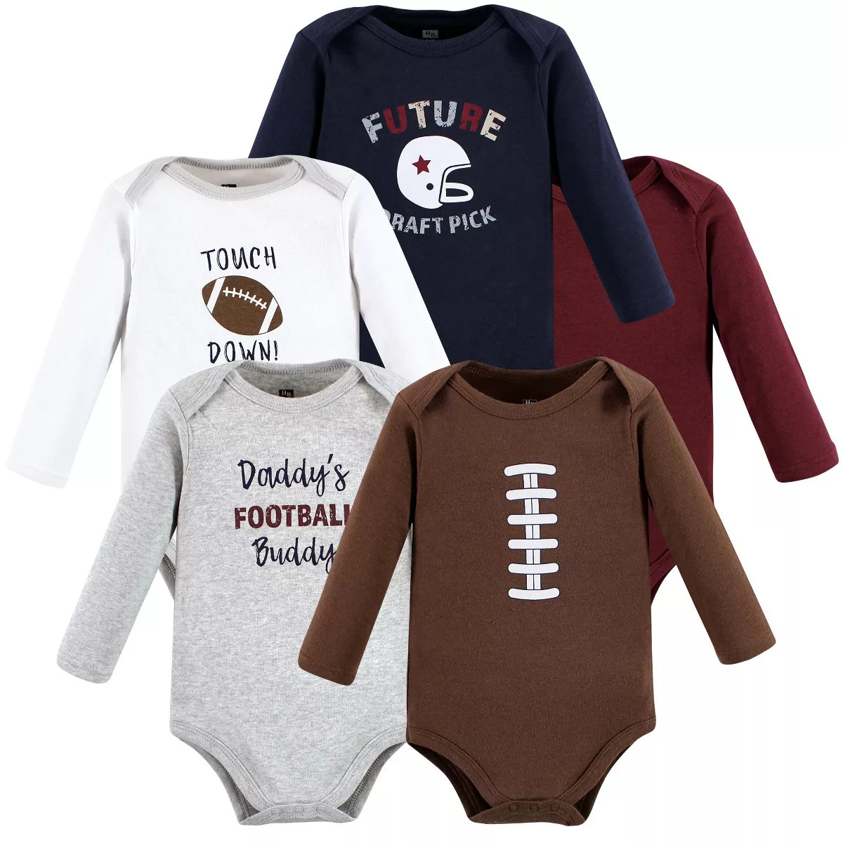 Hudson Baby Infant Boy Cotton Long-Sleeve Bodysuits, Football Buddy | Target