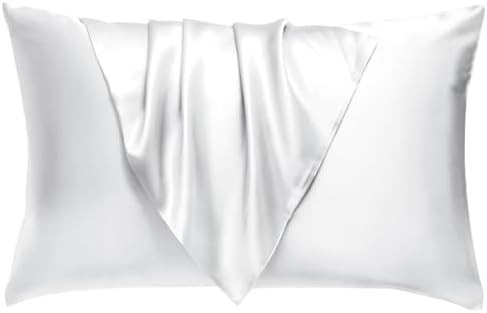 BHZ Satin Goose Down Feather Pillows Queen Size with White Satin Pillowcase for Hair and Skin, Co... | Amazon (US)