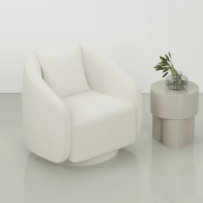 Bashar 28.5" W Upholstered Swivel Barrel Chair | Wayfair North America